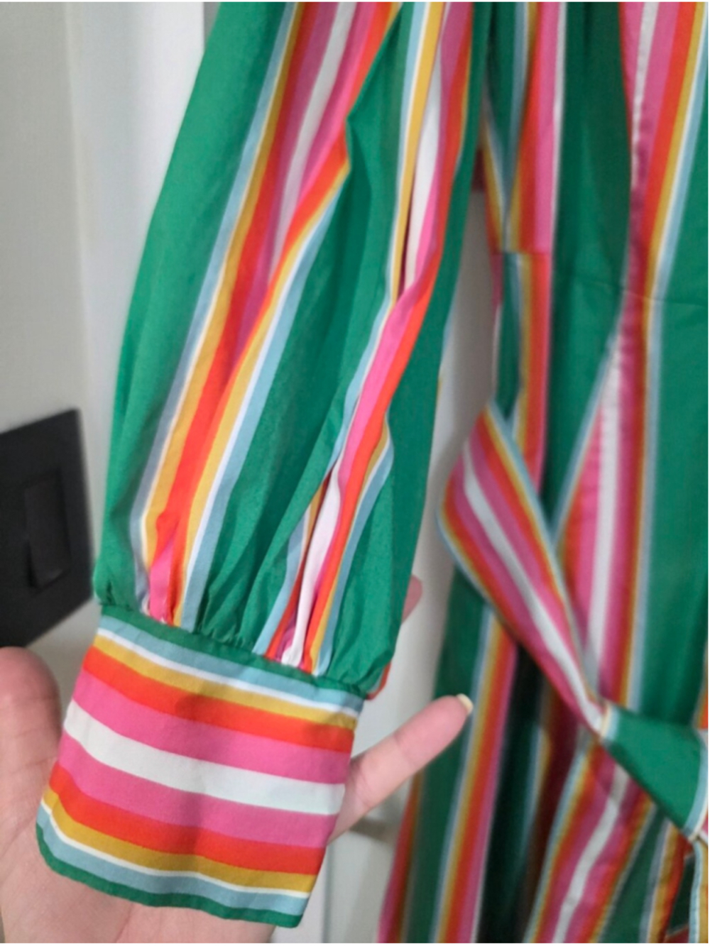 Boden Astrid Green Multicolor Stripe Midi Shirt Dress Size US 10R - Picture 7 of 16